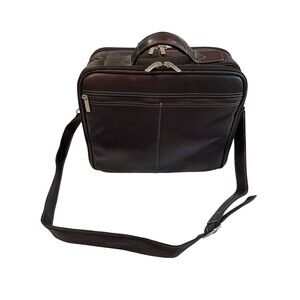 LATICO Travel Brown Leather Briefcase Laptop Portable  Adjustable Shoulder Strap